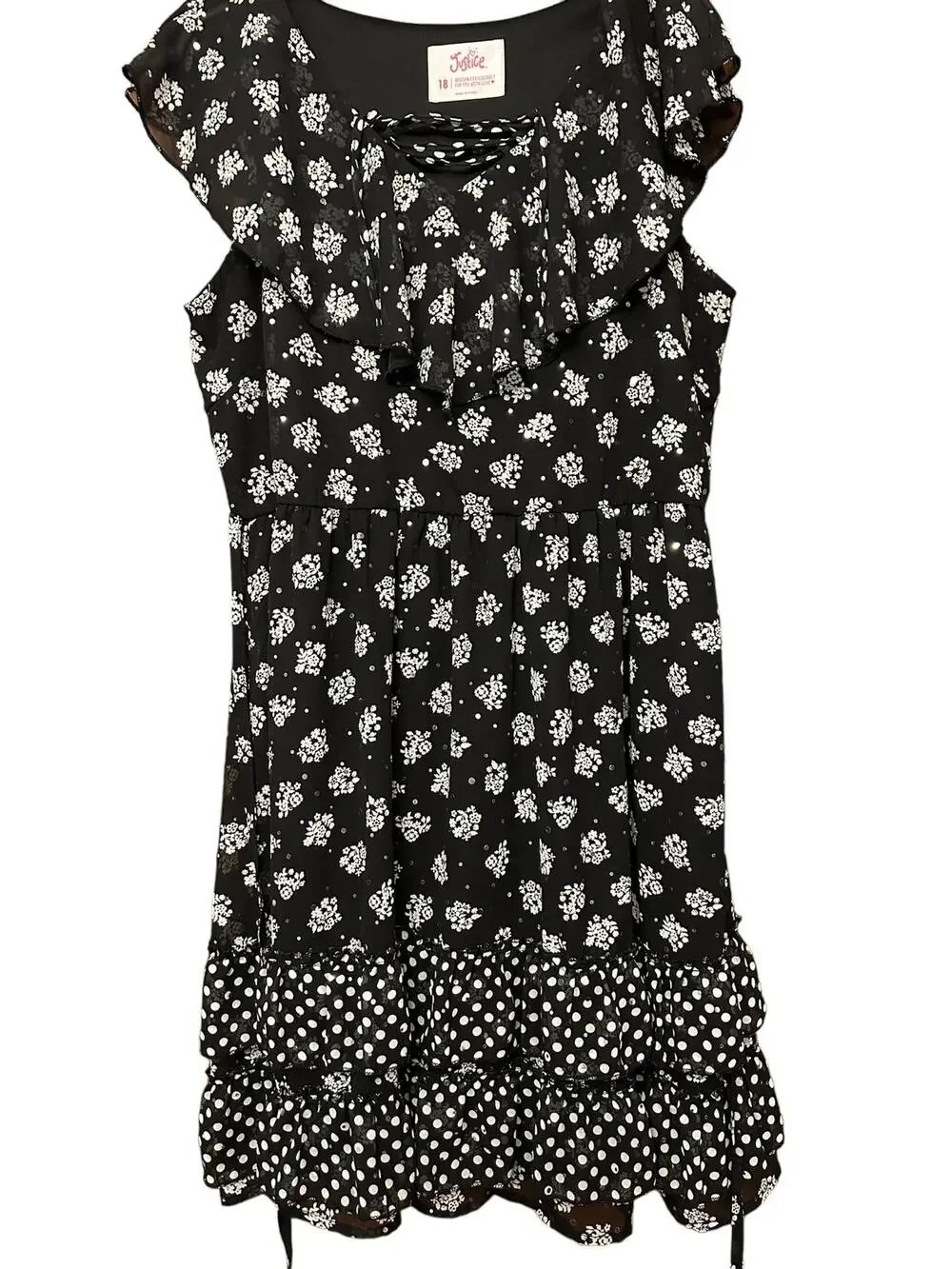 Justice Black And White Dress size 18